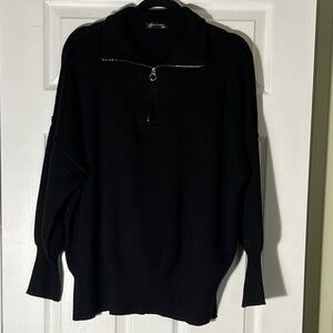 Classic Black Quarter Zip-Up Men's Sweater